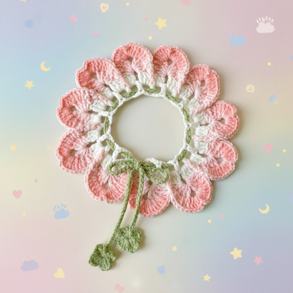 Cherry blossom patterned pet scarf